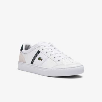 Lacoste Courtline Leather and Textile Sneakers - Tenisky Pánské Bílé | CZ-Qpqd2o